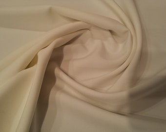 Ivory - Polyester Bi-Stretch Panama Suiting Dress Fabric - 147cm (58") Wide