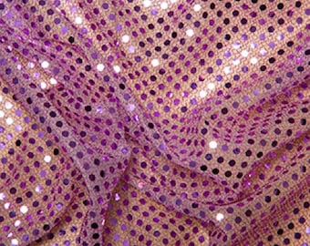 Lilac - 3mm Sequin Fabric - Shiny Sparkly Material - 44" (112cm) wide Knitted Backing