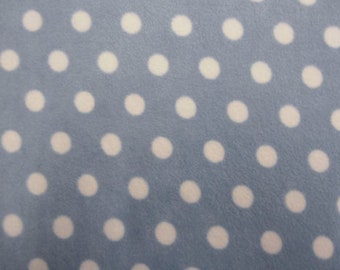 White Spots on Pale Blue - Polar Fleece Fabric - Metre/Half - Anti Pil - 59" (150cm) wide