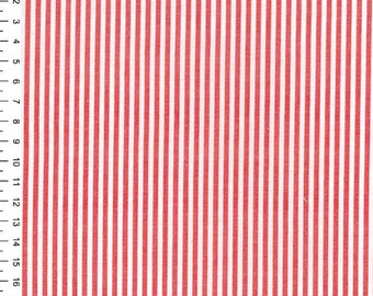 Red - Chambray 100% Yarn Dyed Cotton Fabric Candy Stripes - OekoTex - Metre/Half/FQ - 56" (144cm) wide