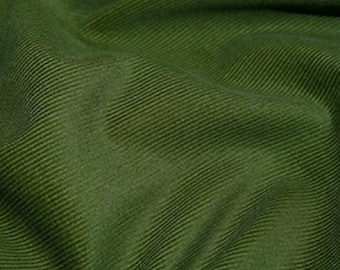 Olive Green - Needlecord Cotton Corduroy 21 Wale Fabric Material - 140cm (55") wide