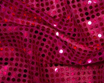 Cerise Pink- 6mm Sequin Fabric - Shiny Sparkly Material - 44" (112cm) wide Knitted Backing