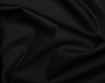 Black - Plain Cotton Stretch Sateen Fabric Dress Material - 146cm (57") wide