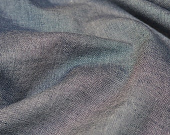 Navy Blue - Plain Chambray 100% Yarn Dyed Cotton Fabric - OekoTex - Metre/Half/FQ - 56" (144cm) wide