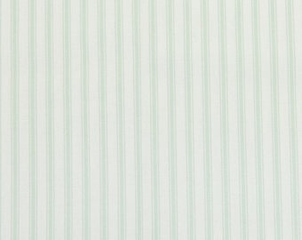 Mint Green Ticking Stripe Fabric - 100% Cotton Poplin Dress / Craft Fabric - Metre/Half/FQ - 44" (112cm) wide