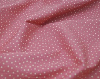 White Stars & Spots on Pink - 100% Cotton Poplin Dress Fabric Material - 3mm Stars - Metre/Half - 44" (112cm) wide