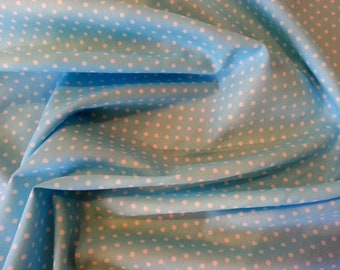 Sky Blue - 100% Cotton Poplin Dress Fabric Material - 3mm Polka Dot / Spot - Metre/Half - 44" (112cm) wide