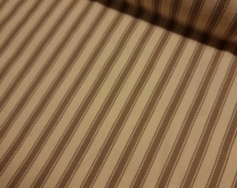 Taupe on Ivory - 100% Cotton Ticking Stripes Fabric Material - 137cm (53") wide