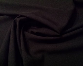 Black - Polyester Bi-Stretch Panama Suiting Dress Fabric - 147cm (58") Wide