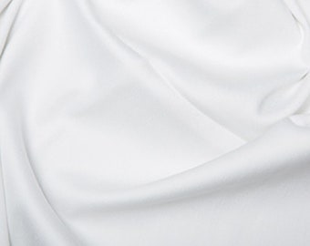 White - Plain Cotton Stretch Sateen Fabric Dress Material - 146cm (57") wide