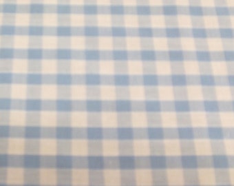 Pale Blue - Corded Gingham - Quarter Inch Check - Dress Fabric Material - Metre/Half - 44 inches (112cm) wide