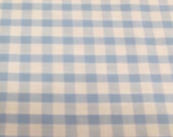 Pale Blue - Corded Gingham - Quarter Inch Check - Dress Fabric Material - Metre/Half - 44 inches (112cm) wide