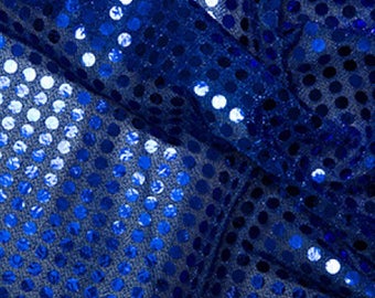 Royal Blue - 6mm Sequin Fabric - Shiny Sparkly Material - 44" (112cm) wide Knitted Backing