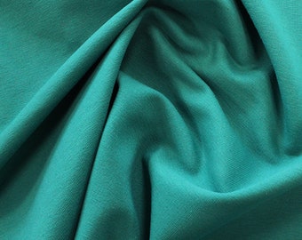 Petrol Colour - Organic French Terry Loopback Cotton Jersey Knit Fabric - 150cm (59") wide