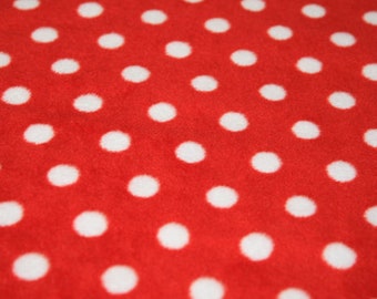 White Spots on Red - Polar Fleece Fabric - Metre/Half - Anti Pil - 59" (150cm) wide