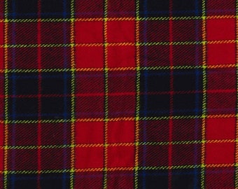 Navy Blue/Red - Brushed Cotton Check Fabric Material - Metre/Half - 54" (137cm) wide