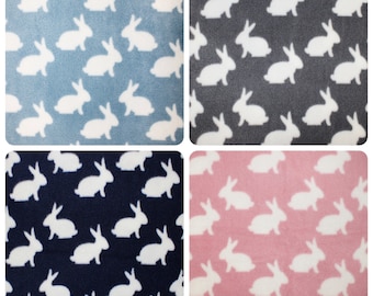 White Rabbits - Polar Fleece Fabric - Metre/Half - Anti Pil - 59" (150cm) wide