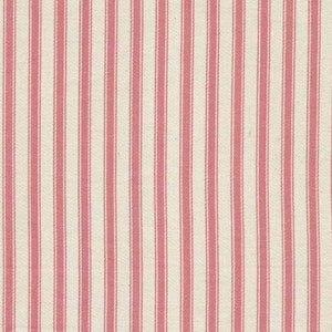 Pink on Ivory - 100% Cotton Ticking Stripes Fabric Material - 137cm (53") wide