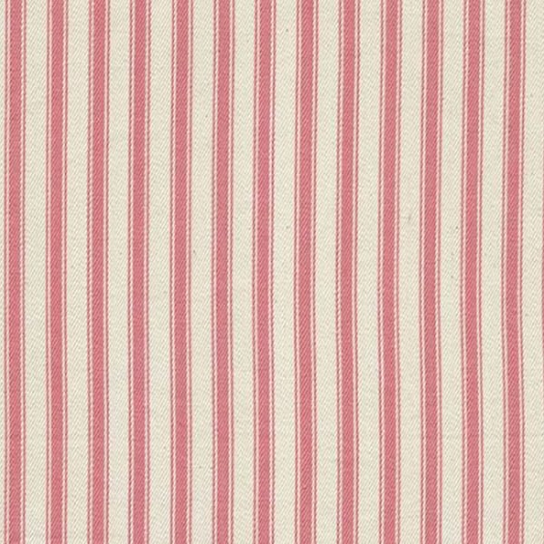 Pink on Ivory - 100% Cotton Ticking Stripes Fabric Material - 137cm (53") wide