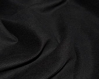 Black - Needlecord Cotton Corduroy 21 Wale Fabric Material - 140cm (55") wide