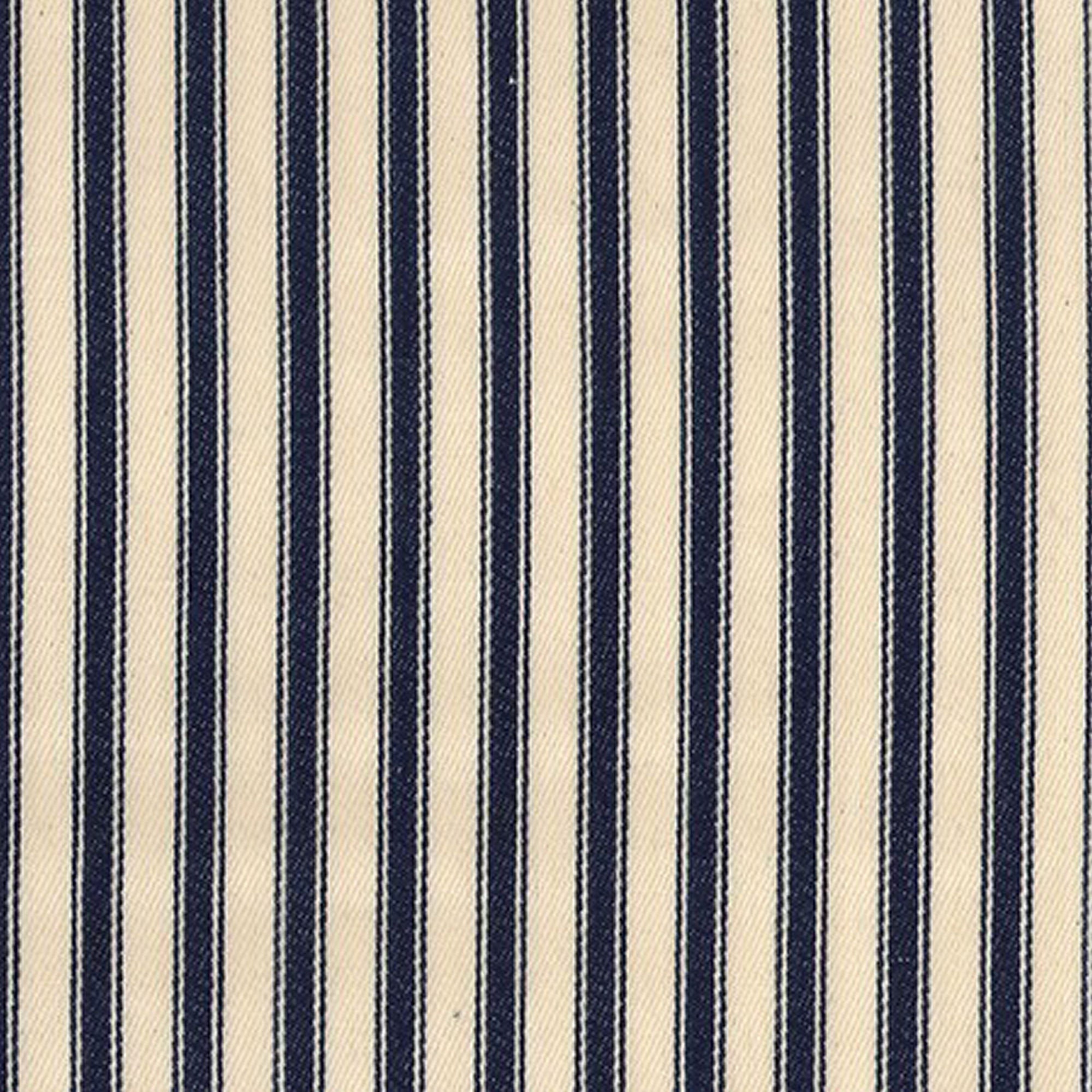 Navy Blue on Ivory - 100% Cotton Ticking Stripes Fabric Material - 137cm  (53) wide