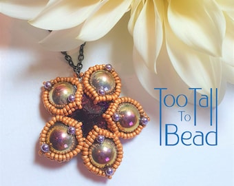 Beading Tutorial - Dome Flower Pendant PDF Beading Tutorial, Beadwork Pattern, Dome Beads