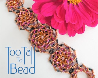 Beading Pattern - Roses in Bloom Beaded Bracelet - Tutorial PDF Beadwork Download - Seed Beads