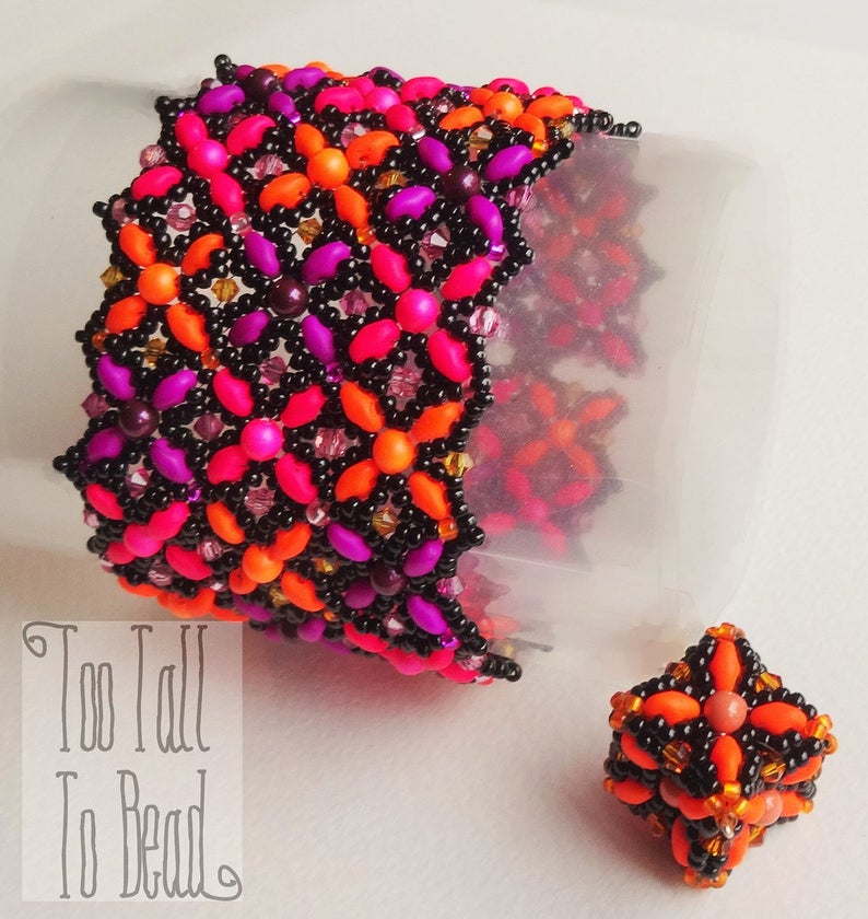 Beading Pattern Samara Cuff and Beaded Bead Tutorial PDF Download image 3