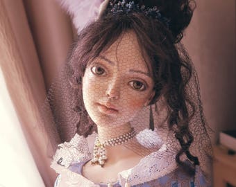 Blue Royal OOAK Art Doll Collection static doll 120 cm one-of-a-kind antique style sculpture of a girl by Natalia Fontanel