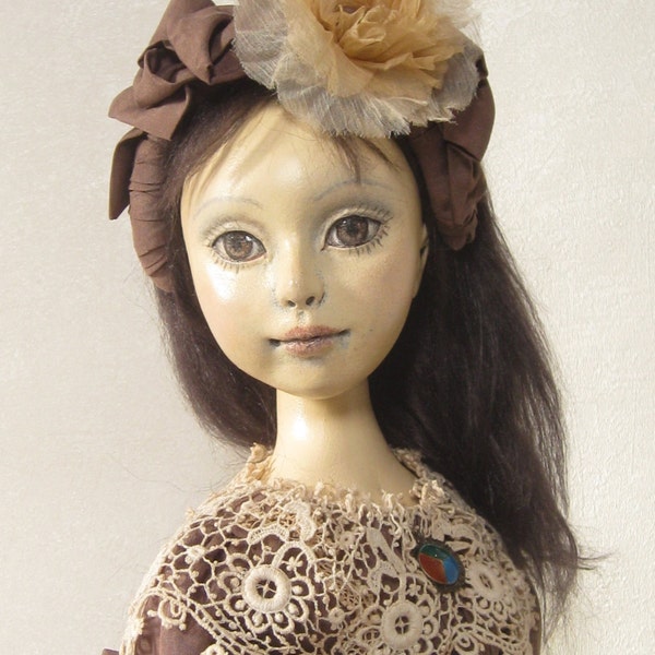 Chantal , art doll ,antique stiyle doll, ooak doll, boudoir doll, ooak art doll, dolls and miniatures, poupée, collectible doll , figurine