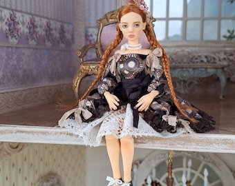 Bambola in scala 1/12, 5,5 pollici, 14 cm, miniatura per casa delle bambole, bambola artistica, OOAKdoll