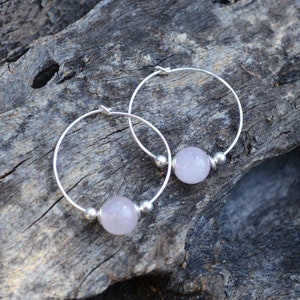 Earrings, pair of handmade earrings with sterling silver & rose quartz.