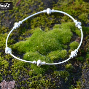 Handmade Stretch Anklet with Genuine Sterling Silver.