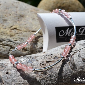 Handmade Stretch Anklet with Sterling Silver & Cherry Quartz.