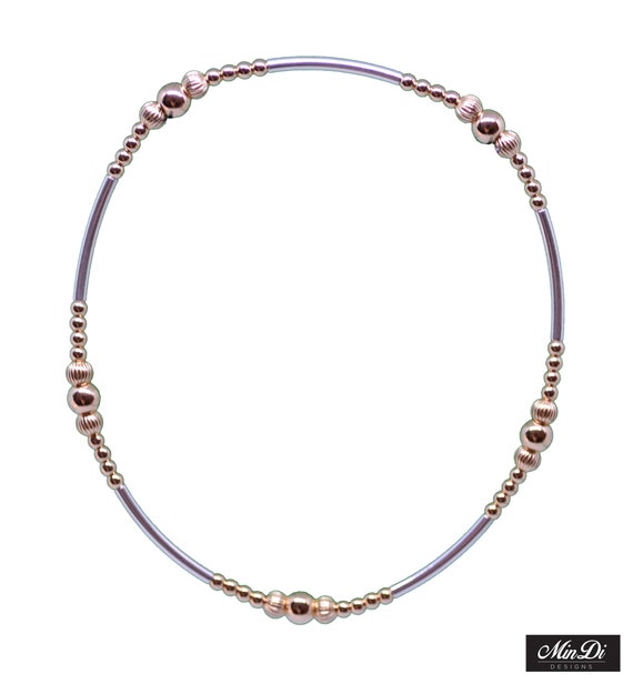 Handmade Stretch Bracelet With 14K Yellow Gold Filled Sterling