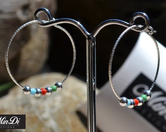 Earrings, pair of handmade earrings with sterling silver & glass beads.