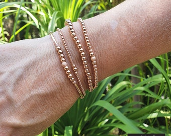 Handmade Stretch Bracelets with 14K Rose Gold Filled Beads.