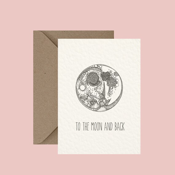 My Sun Anniversary Quirky Illustration Valentines Just Because Moon and Stars Eco-Friendly Greeting Card Space Pun Punny Love Card