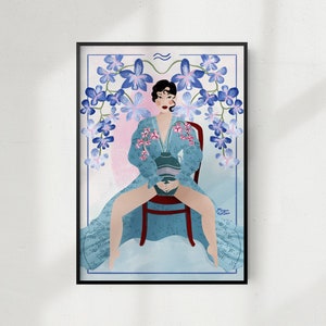 Signe du Zodiaque Verseau - Affiches ou Carte en 5 tailles disponibles - Signe astrologique femme puissante - Waterman