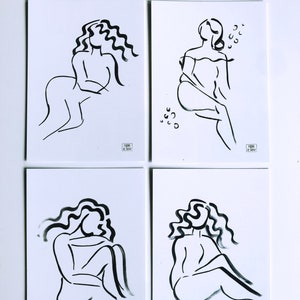 Jeu de 4 cartes - silhouet femelle (109x152 mm)
