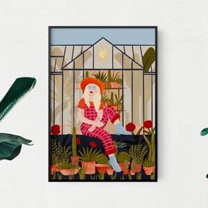 Von einem Gewächshaus träumen - Gartenarbeit ist Lifestyle in Latzhosen - Poster und Karte in 5 Größen - Urban Green und Kaktustöpfe Dekor