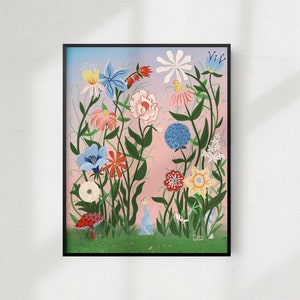 Tove Jansson - Portret van Moomin-kunstenaar en historisch icoon - Posters of kaart in 5 maten verkrijgbaar - Zweeds sprookje in bloemenveld