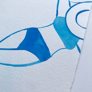 Artwork original « Soaking up the sun »- Mini art - Peinture à l’encre indigo japonaise, Format A6 unique en édition limitée