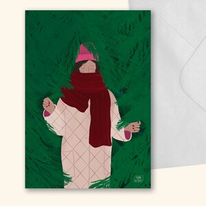 Forest Bathing (10x15cm) dubbel gevouwen kerstkaart + gratis witte enveloppen, Wintergroet shinrin yoku flow magazine