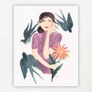 Fearless - Zwaluwen en Dahlia - Poster en Wenskaart