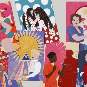 Historische Frauen der Künste Karte 7er Set mit weißen Umschlägen (10x15 cm oder 15x21 cm) Künstlerinnen Sammlung Grußkarten