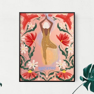 Breathe - aarding Yoga pose - Posters & kaart verkrijgbaar in 5 maten - kleurrijke magische yogi kunst
