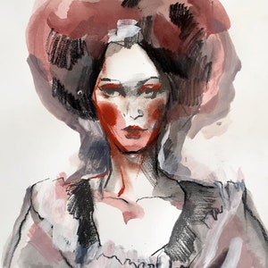 Ritratto di disegno originale d'epoca
