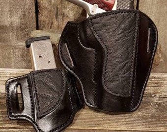 1911 Government Custom Handmade Leather Holster and Mag Set with Water Buffalo, Custom Leather Holster, Custom Holster, 1911 Holster