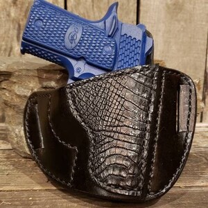 Kimber Micro 380 Custom Handmade Leather Holster with Lizard, Kimber Holster, Pancake Holster, Concealed Carry, 380 Holster, Exotic